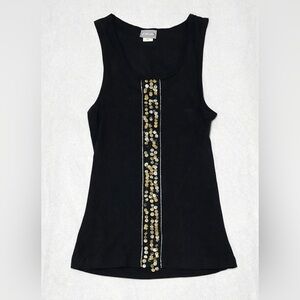 ✨ Rave Black Embellished Tank Top – Size XL ✨